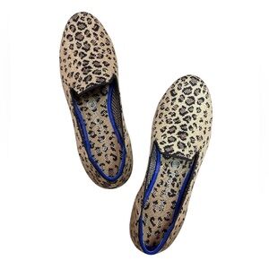 Rothy’s Loafers Women’s 8 Spotted Leopard Print Tan Black Slip-On Round Toe